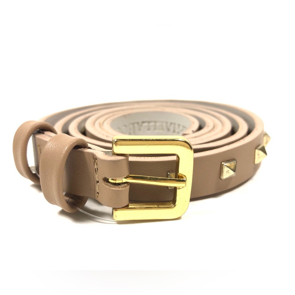 Brazilian Leather Belt with Gold Buckle and Studs